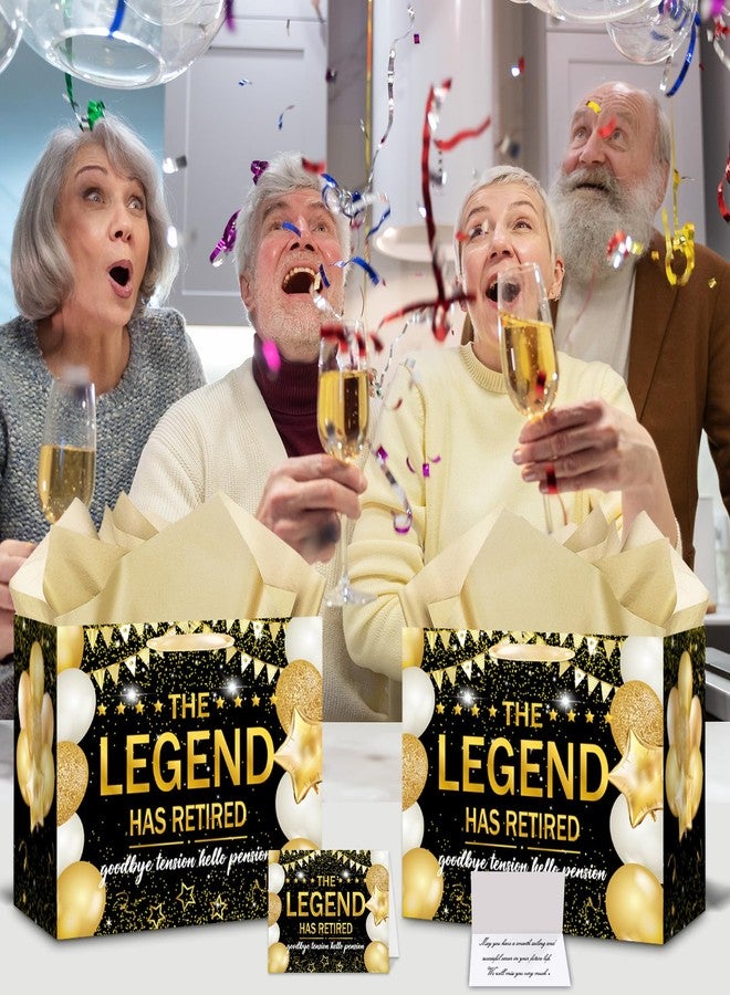 Wayyogh Retirement Gift Bags,The Legend Has Retired&Goodbye Tension Hello Pension with Wrapping Tissue Paper Card for Men Women Retirement,Coworker,Farewell Going Away Party Decorations Supplies Favors Gifts - Image 5